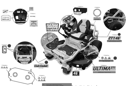 Label Map Diagram and Parts List for ZT1-46KH (17CNA10)(2023) Cub Cadet Lawn Tractor